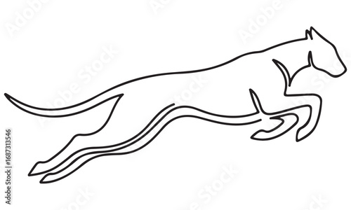 Dynamic Line Art of Leaping Canine
