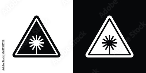 Laser warning icons set. Black and white silhouette collection