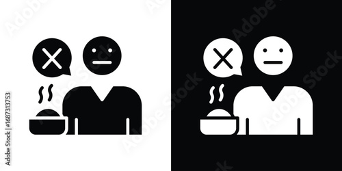Lack of appsetite icons set. Black and white silhouette collection