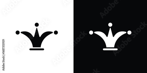Jester hat icons set. Black and white silhouette collection