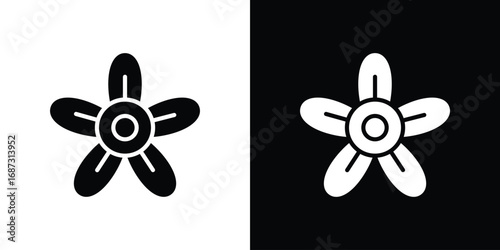 Jasmine icons set. Black and white silhouette collection