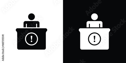 Help desk information icons set. Black and white silhouette collection
