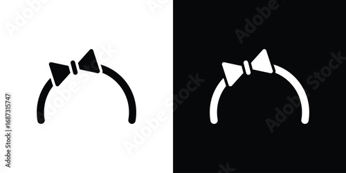 Hair tie icons set. Black and white silhouette collection