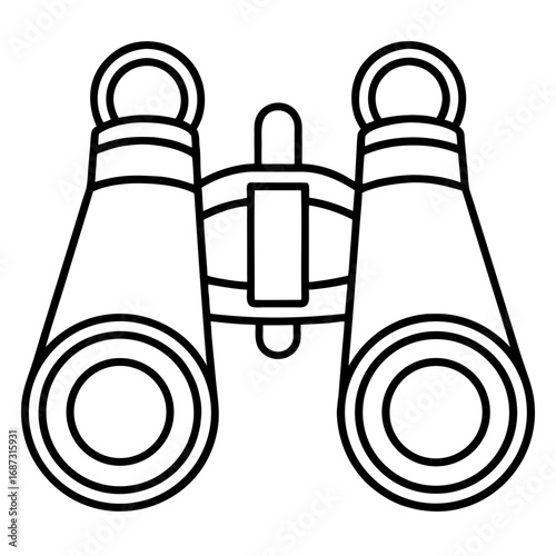 Binoculars Icon, a Simple Line Art Symbol for Exploration and Observation
