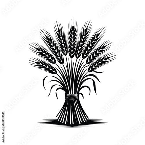 Wheat Silhouette Illustration Sheaf of Grain Harvest Symbol Agriculture Crop Field Design