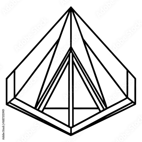 Geometric Camping Tent Logo, a Minimalist Line Art Icon for Outdoor Adventure