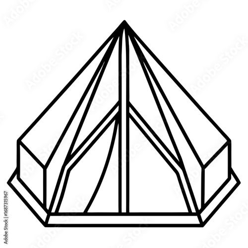 Geometric Camping Tent Logo, a Minimalist Line Art Icon for Outdoor Adventure