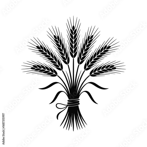 Wheat Silhouette Illustration Sheaf of Grain Harvest Symbol Agriculture Crop Field Design