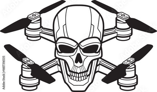 Skeleton soldier operating fpv Unmanned aerial vehicle kamikaze drone