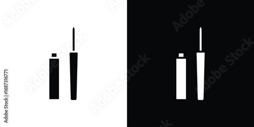 Eyeliner icons set. Black and white silhouette collection