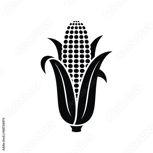 Corn Cob Silhouette Illustration A Symbol of Autumn Harvest and Agricultural Bounty