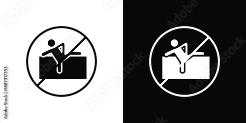 Do not climb signs set. Black and white silhouette collection