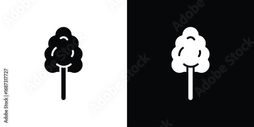 Cotton Candy icons set. Black and white silhouette collection