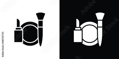 Cosmetics icons set. Black and white silhouette collection