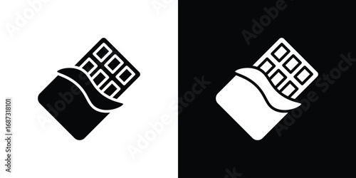 Chocolate icons set. Black and white silhouette collection