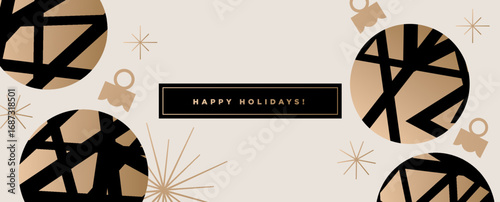 Happy holidays banner. Merry Christmas and Happy New Year. Vector illustrations for greeting card, website and social media banner, marketing material.