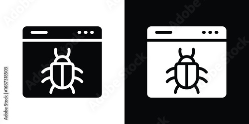 Bug icons set. Black and white silhouette collection