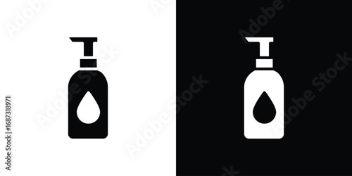 Baby shampoo icons set. Black and white silhouette collection