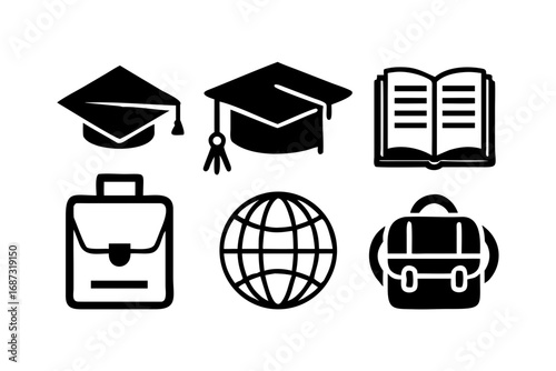 Education icons for school or university concept