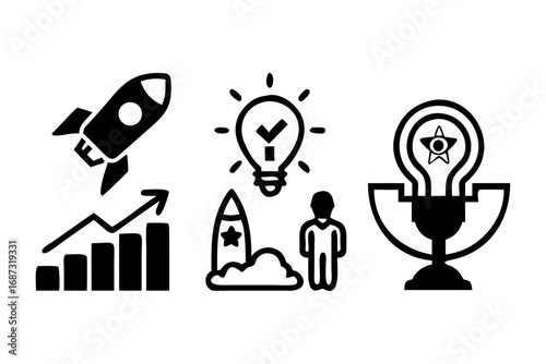 Startup and business growth icons