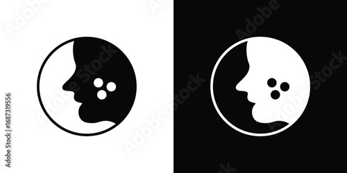 Acne icons set. Black and white silhouette collection