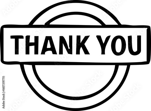 Minimalist 'Thank You' stamp for expressing gratitude.