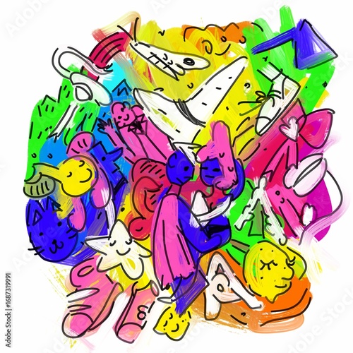 monoprint, monotype art cartoon tale