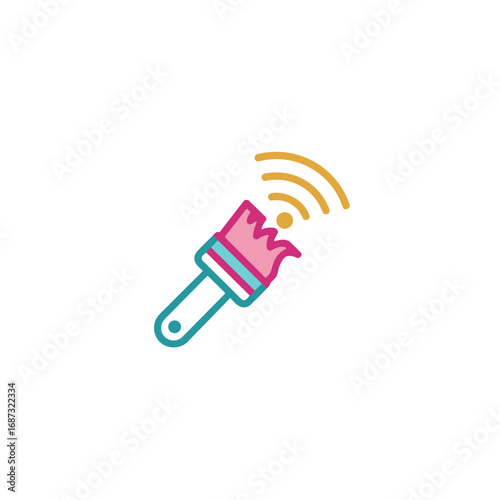 Paintbrush icon, wave signal symbol, online art therapy sessions concept