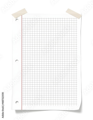 Minimalistisches Block Blatt Kariert mit grauen Kästchenlinien