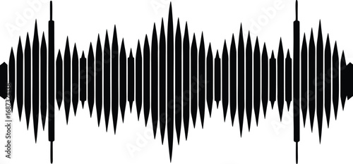 Black and white sound wave illustration isolated on white background