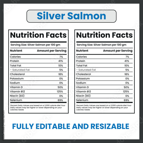 Silver Salmon Fish Clipart Illustration