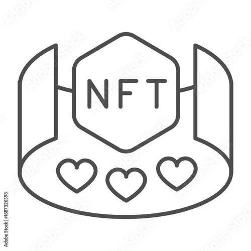 Environment for non fungible token site thin line icon, NFT multiverse concept. Vector graphics. Crypto asset, metaverse sign on white background, outline style icon for mobile or web design.