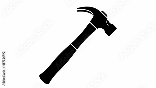 Claw hammer tool silhouette, isolated vector illustration icon