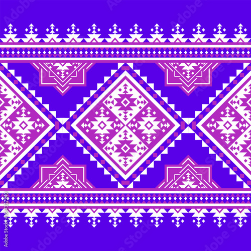 Geometric ethnic pattern seamless background texture, tribal fabric decoration, native style art print graphic design element, carpet wallpaper clothing wrapping batik fabric embroidery style vector 
