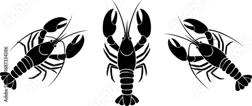 Lobster Silhouette Icon on White Background. Vector - Vector

