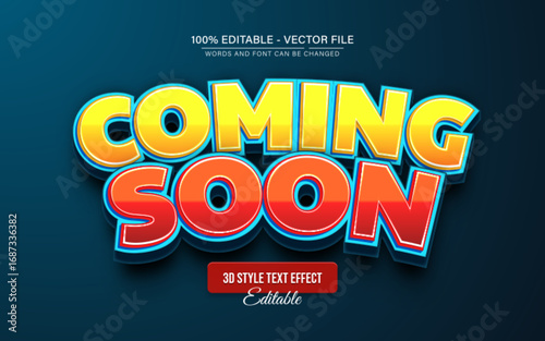 Coming Soon 3D text effect editable, perfect for promotion banners, event posters, movie titles, and marketing designs