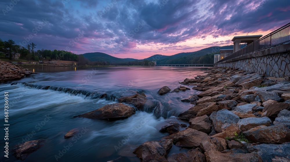 Obraz premium Scenic dam at twilight.