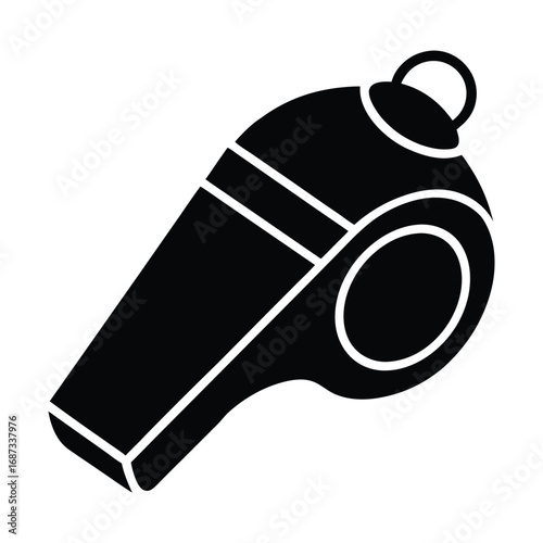 Clean silhouette of a police whistle isolated on a white background for design projects