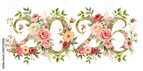 floral background with flowers 2026 happy new year 