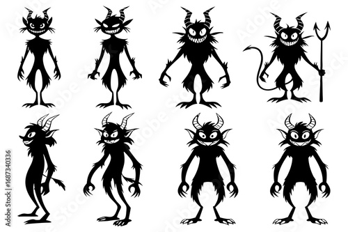 Halloween Monster Cats Silhouette Clipart – Spooky Black Cat Creatures for Creepy Designs & Decorations