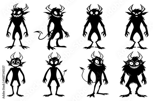 Halloween Monster Cats Silhouette Clipart – Spooky Black Cat Creatures for Creepy Designs & Decorations
