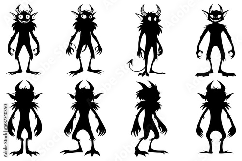 Halloween Monster Cats Silhouette Clipart – Spooky Black Cat Creatures for Creepy Designs & Decorations