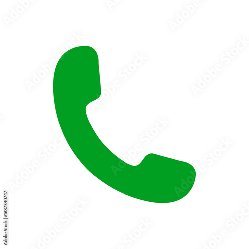 Green Telephone Handset Icon. Flat Design Green Phone Symbol Vector Illustration