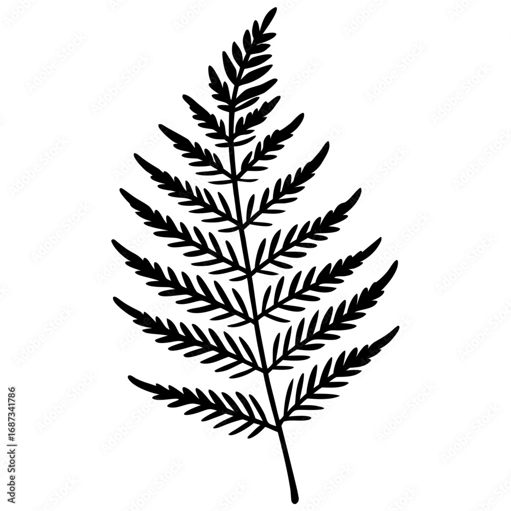 Naklejka premium Elegant Fern Outline Vector Design