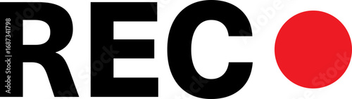 Vector illustration of four REC icons with a red dot, ideal for recording and media design purposes. Rec icons. of record buttons. video recording Sign.