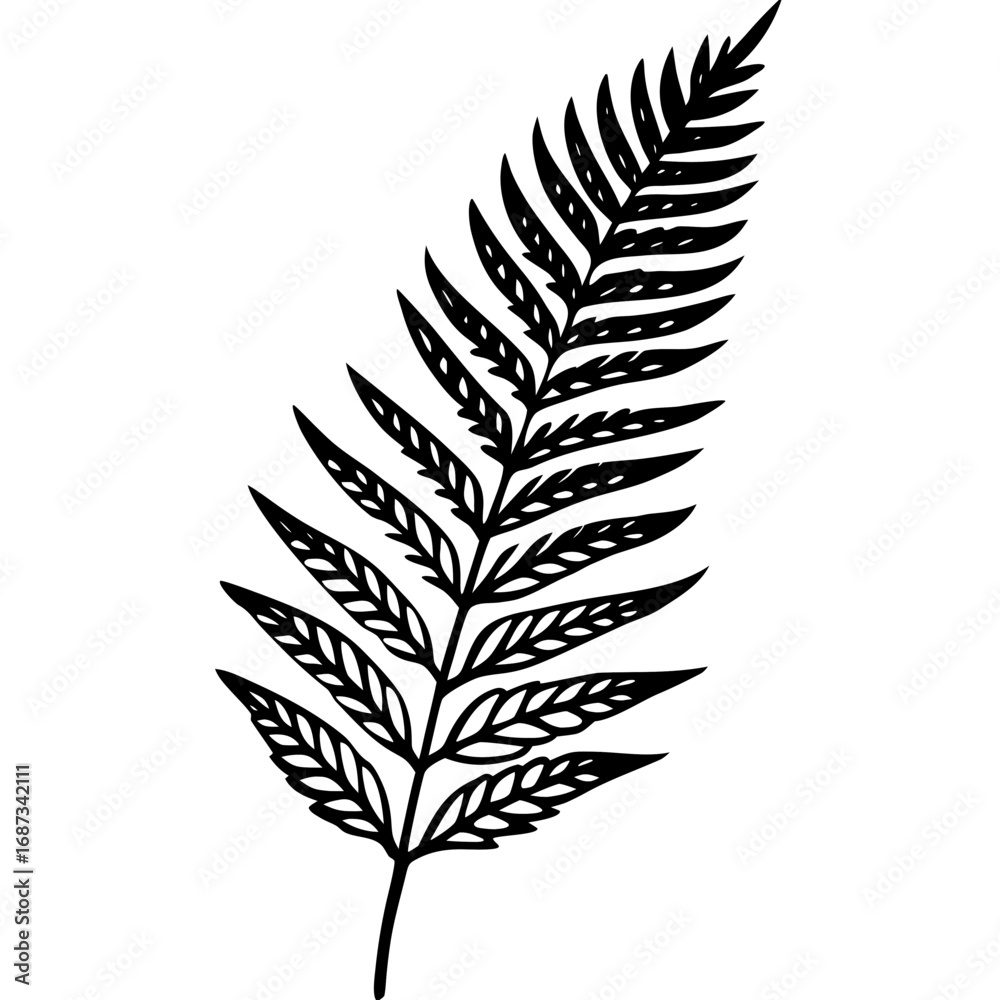 Fototapeta premium Elegant Fern Outline Vector Design