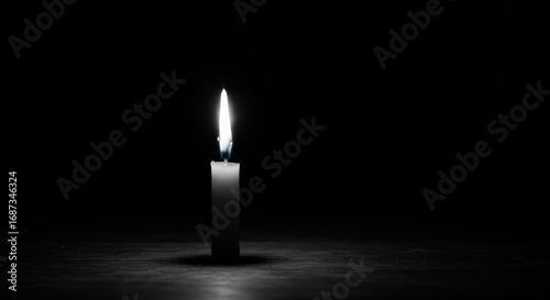 Wallpaper Mural Solitary Candle Flame Illuminating Darkness, Symbolism of Hope and Remembrance Torontodigital.ca