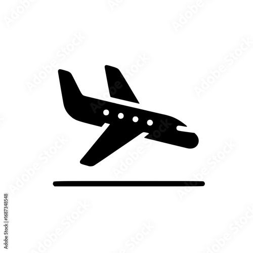 Airplane taking off icon for travel and aviation vector graphic design element
