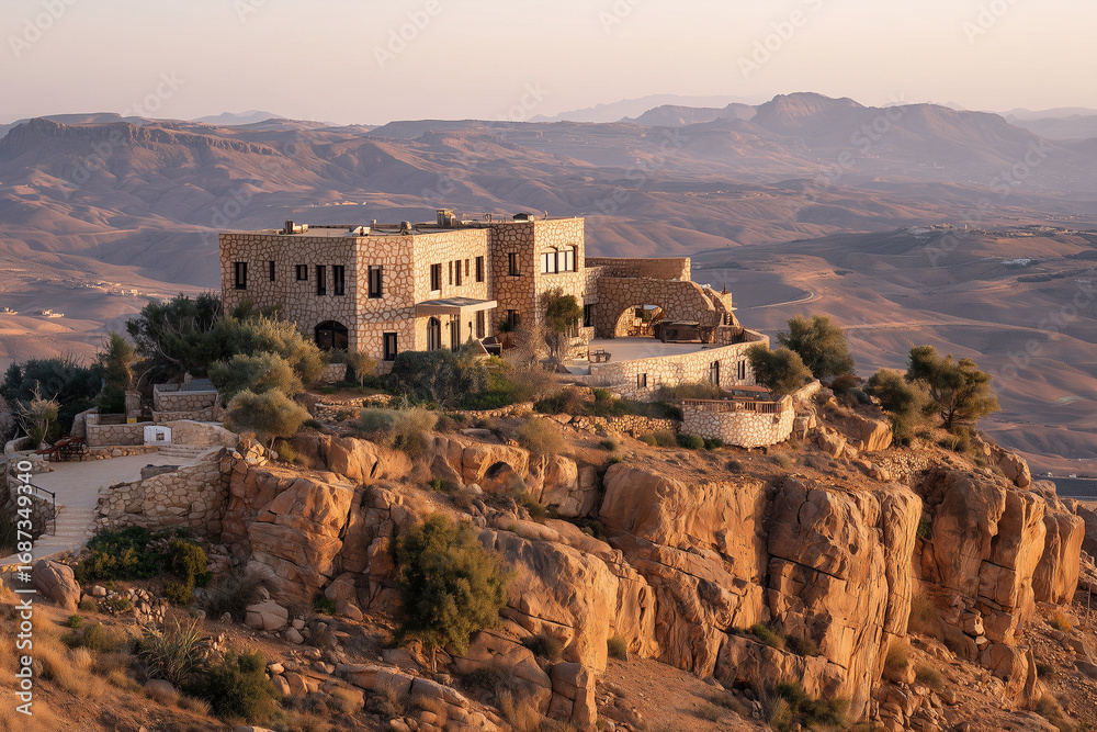 Obraz premium isolate hotel on the hill aerial shot