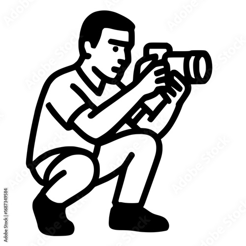 Focused photographer capturing moments with professional camera